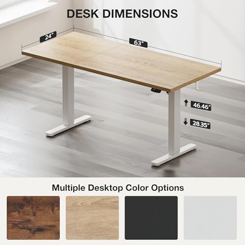 Acrolix 63x24 Electric Standing Desk with Cable Net, Oak - Image 3