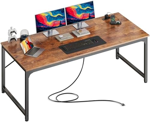 PRAISUN 63 X 30 Inch Extra Deep Desk with Power Outlets by PRAISUN
