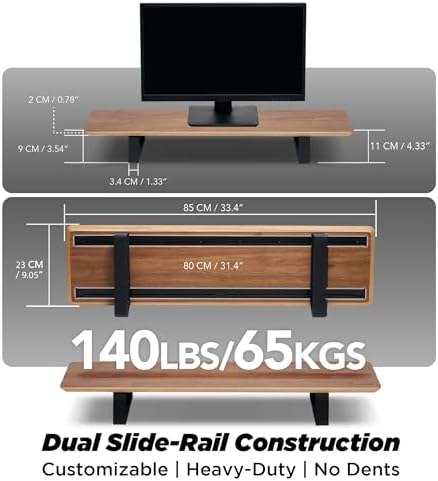 ULTRARM Moodular Wooden Monitor Stand Desk Organizer, Standard 33.4" Walnut - Image 4