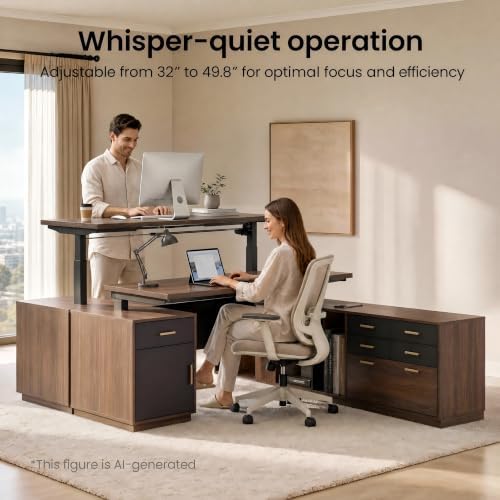 ModernMate L Shaped Electric Executive Standing Desk with Drawers & AC/USB - Image 6