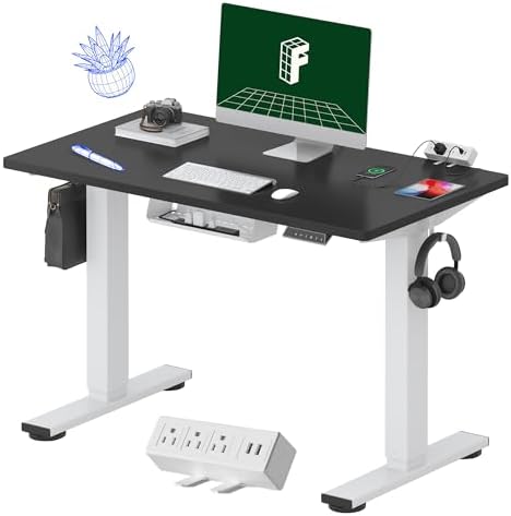 FLEXISPOT EN2 40"x24" Whole-Piece Standing Desk with Power Strip, Black by Unknown