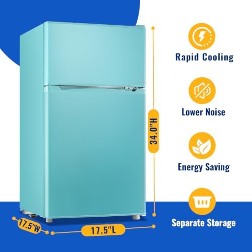 WANAI 3.5 Cu.Ft Blue Mini Fridge With Freezer Compact Refrigerator for Dorm - Image 3