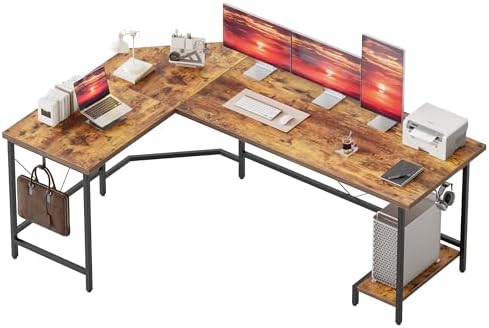 Mericonia 59 inch L Shaped Desk with CPU Stand, Large Corner Gaming Desk by MERICONIA