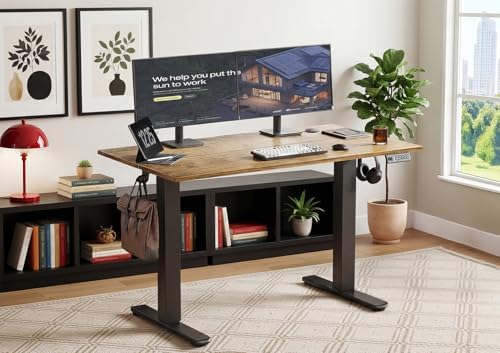 YDN Electric Standing Desk, 40x24 Inch, Rustic Brown - Image 2