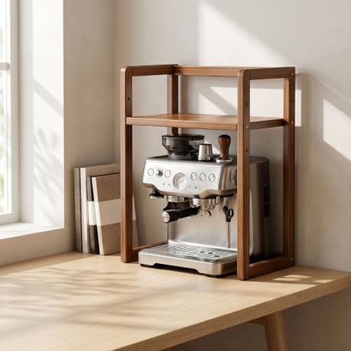 2 Tier Bamboo Desk Adjustable Desktop Organizer Wood Desk Bookshelf for Top of Desk Countertop Storage Rack for Office Dorm Kitchen Coffee Bar Large - Image 4