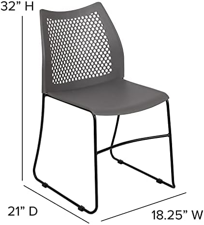 Flash Furniture Hercules Series Contoured Lobby Chairs with Air-Vent Honeycomb Backs, Ergonomic Stacking Chairs for Offices, Set of 5, Gray - Image 3