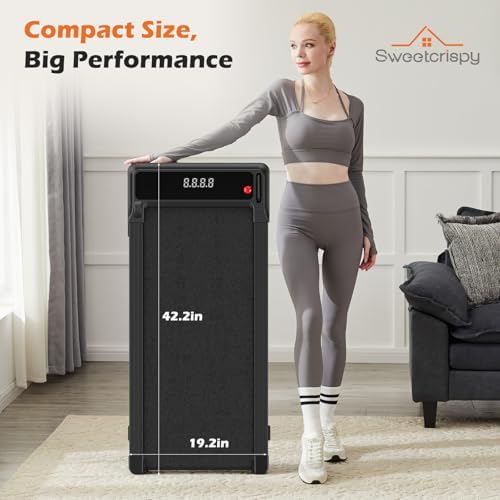 Sweetcrispy Walking Pad Treadmill for Home Office, Compact Quite Under-Desk Treadmills with Adjustable Speed and Remote Control, Portable & Slim Design for Workouts Fitness - Image 5