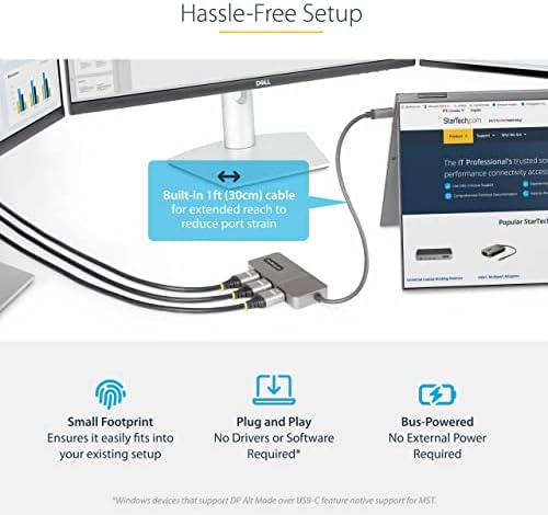 StarTech USB-C to Triple HDMI MST Hub, 4K 60Hz, HDR, DSC, 2ch audio - Image 6