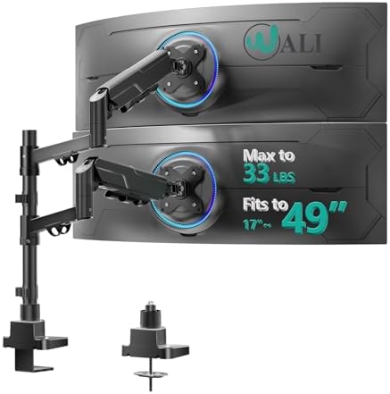 WALI Vertical Dual Monitor Mount for 17-49 inch Curved Screens, up to 33lbs by WALI
