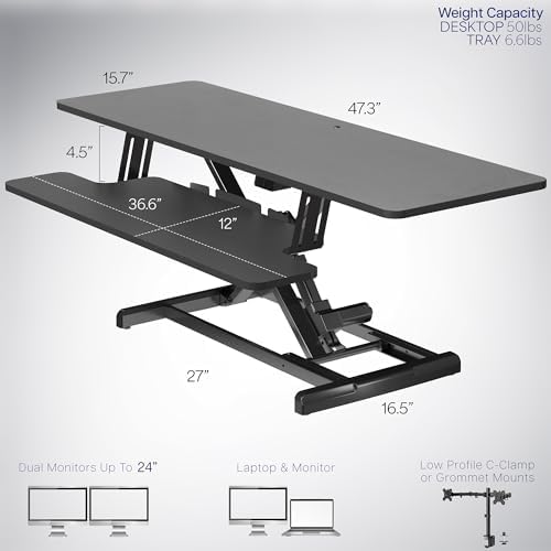VIVO Black 47 inch Electric Desk Converter, DESK-VE48B - Image 3