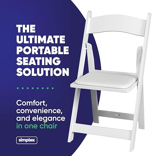 SIMPLEX Resin Folding Chairs, Padded Seat, 800 lb, White, 100 Pack - Image 4