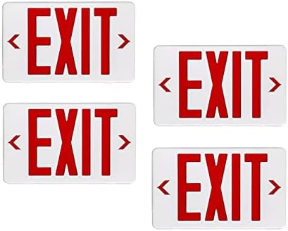 GZRUIYANG Red Exit Sign, LED Emergency Exit Light with Battery Backup, UL Listed, AC 120/277V, Exit Signs with Emergency Lights, Commercial Emergency Lights for Business - 4 Pack by GZRUIYANG
