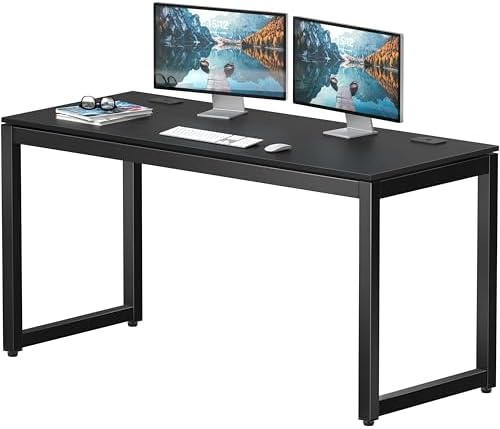 SHW 55-Inch Commercial-Grade Office Computer Desk, Black by SHW