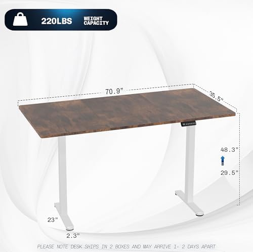 VIVO Rustic Vintage Brown 71 x 36 in Standing Desk, DESK-KIT-E2W7N-36 - Image 3