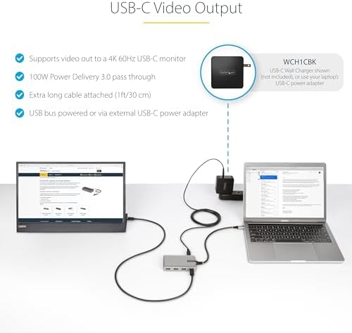 StarTech 4-Port USB-C Hub, 10Gbps, DP Alt Mode 4K 60Hz, 100W PD, Driverless - Image 3