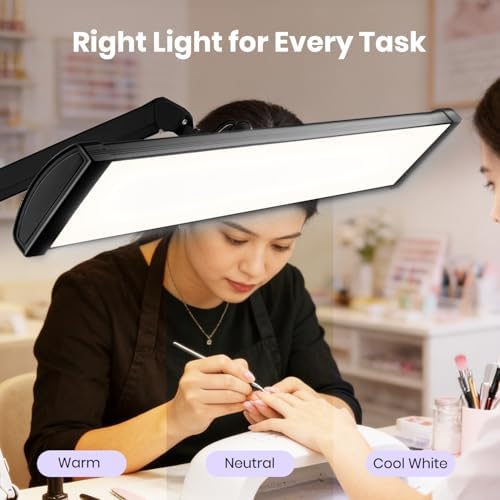 Neatfi 3,500 Lumens LED Desk Lamp – 45W Dimmable Task Light | 3 Light Modes | 540 SMD LEDs | Touch Control | Adjustable Arm | Reading, Craft, Workbench & Office (Black-3, 26-Inch Wide Shade) - Image 2
