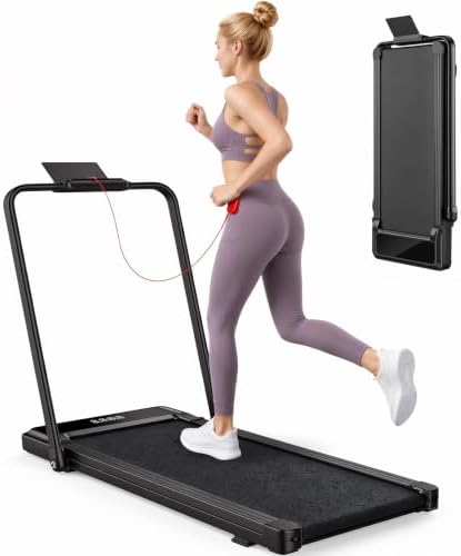 Foldable Walking Pad Treadmill for Home Office with Handle Bar, 3-in-1 Portable Treadmill Under Desk, Low Noise Operation, Remote Control & LED Display, Black by Relaxinsideexploreoutside
