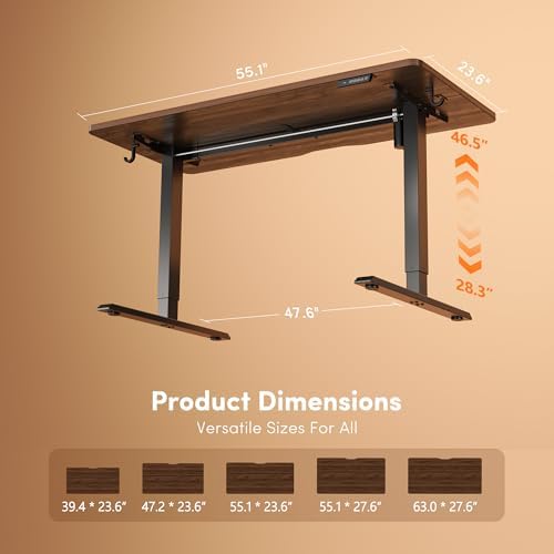 FEZIBO 55 x 24 Inchs Electric Standing Desk, Height Adjustable, Sit Stand Up, Computer Office Desk with Splice Board, Black Frame/Black Walnut Top - Image 3