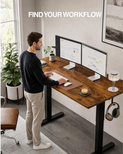 Acrolix 55x24 Electric Standing Desk with Cable Net, Rustic Brown - Image 3
