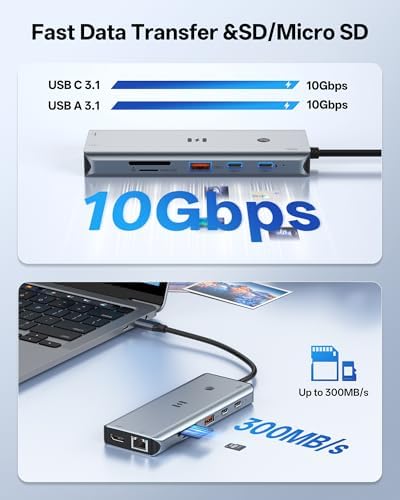 Selore USB C Docking Station 3 Monitors 3 HDMI 13-in-1 Laptop Hub - Image 6