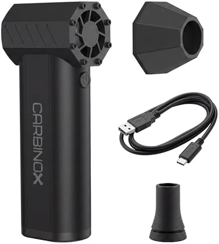 Carbinox Powerblast Electric Compressed Air Dusters for Cleaning - 3 Speed Adjustable Mini Blower with LED Light - 130000 RPM Power Snow Blower Cordless. by CARBINOX