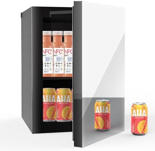 Erivess Compact Beverage Refrigerator, 26 Can/0.65 Cu Ft Mini Fridge,Mirror by Erivess