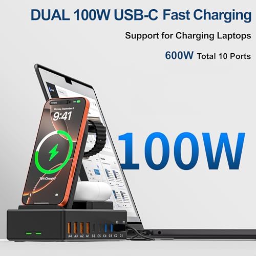 600W Charging Station for Multiple Devices Apple, Wireless Charger - Image 4
