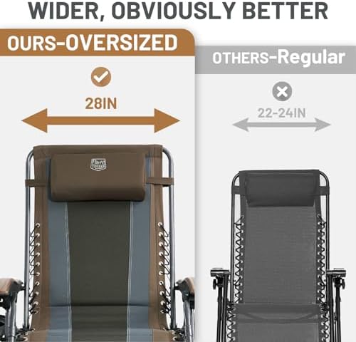 Timber Ridge Oversized Zero Gravity Chair, Padded Reclining Lounge Chair with Adjustable Headrest & Cup Holder, Heavy Duty Support 350 lbs, Foldable for Camping, Lawn, Outdoor & Indoor - Image 6