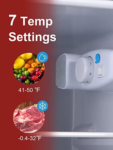 KRIB BLING 3.5 Cu.Ft Refrigerator with Freezer Double Door 7 Level Adjustable Thermostat for Dorm, Bar, Office,Kitchen, Apartment Red - Image 5