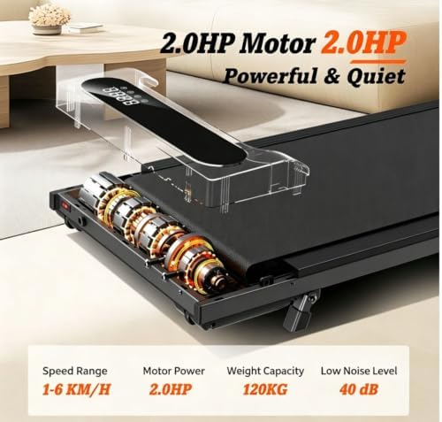 Walking Pad Under Desk Treadmill, Adjustable Incline, Black ZBJ‑JY05 - Image 3