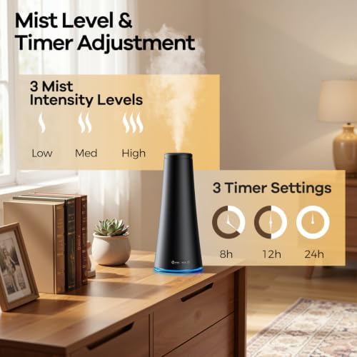 Scent Diffuser Starter Kit, Hotel Diffuser with 6 Essential Oils, Waterless Essential Oil Diffuser Large Room Up to 2000 Sq.Ft, Air Diffusers for Home and Office, Cold Air Aromatherapy Diffuser(Black) - Image 3