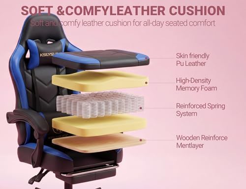 Mistpeople Gaming Chair, Ergonomic High Back Computer Chair with Footrest, Lumbar Support & Pocket Spring Cushion, Comfortable Swivel Home Office Desk Chair for Adults - Image 5