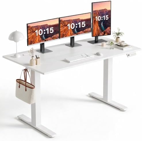 Claiks 55 x 24 Inch White Electric Standing Desk by CLAIKS