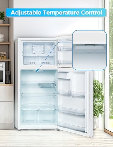 Commercial Cool 20 Cu. Ft. Top Mount Refrigerator with Freezer, 2-Door Refrigerator with Top Freezer and Adjustable Temperature Control, Ice Maker Ready, Energy Star Certified, White - Image 3
