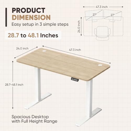 Furmax 48 Inches Electric Height Adjustable Standing Desk Home Office Desk - Image 3