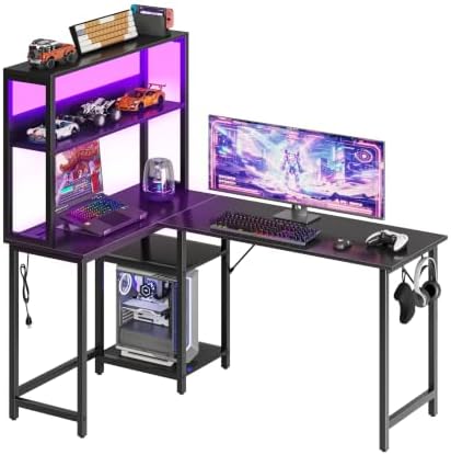 53" L Shaped Gaming Desk Reversible Corner Desk for Home Office by HAPPYMONTLLC