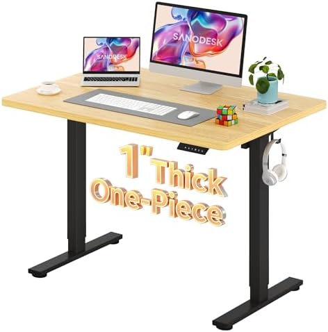 SANODESK One-Piece 1'' Thick Height Adjustable Standing Desk 48''x30'' by sanodesk