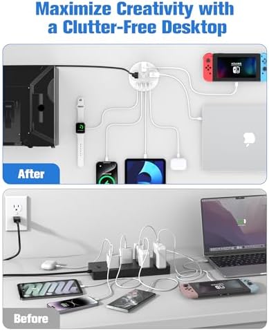100W USB C Desktop Power Grommet, Double-Side 4 USB 5 Outlets (15Amp) - Image 5