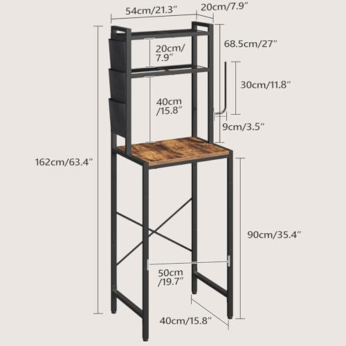 MAHANCRIS Bakers Rack with Mini Fridge Shelf, 3-Tier Microwave Stand, Coffee Bar Station with Paper Holder, Freestanding Kitchen Storage Rack, for Kitchen, Rustic Brown and Black BRHR5401 - Image 3
