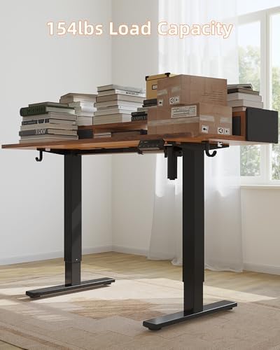 YIHAYO Electric Standing Desk with Drawers, 48 x 24 Inches Adjustable Desk with Storage Shelf, Stand Up Desk with Splice Board, Computer Table for Home Office, Black Frame/Rustic Brown Top - Image 5