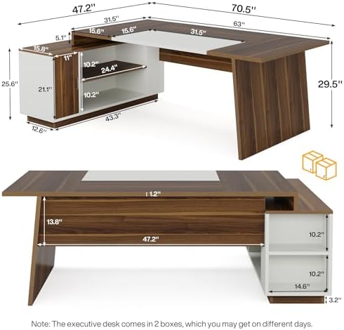 Tribesigns 70.5" L-Shaped Executive Office Desk, Large Computer Desk - Image 5