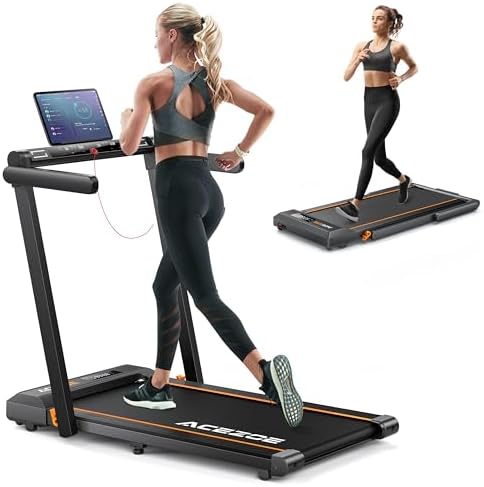 Acezoe Foldable Walking Pad with Handle Bar, 2.5HP Walking Pad Under Desk, 300lbs Capacity Treadmills for Home/Office, Under Desk Treadmill with App & Speaker, 0.6-10MPH by AcezoeFitness