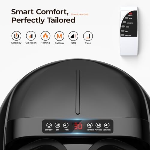 HTM Foot Massager with Heat, 5 Modes & 9-Level Intensity & 3-Speed Vibration, Shiatsu Kneading & Rolling Compression, with Remote & Portable Handle, Fits Up to Men's Size 13, Gift for Women Men - Image 4