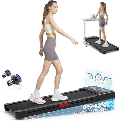 Walking Pad Treadmill 12% Auto Incline, Under Desk Treadmill by TRAILVIBER
