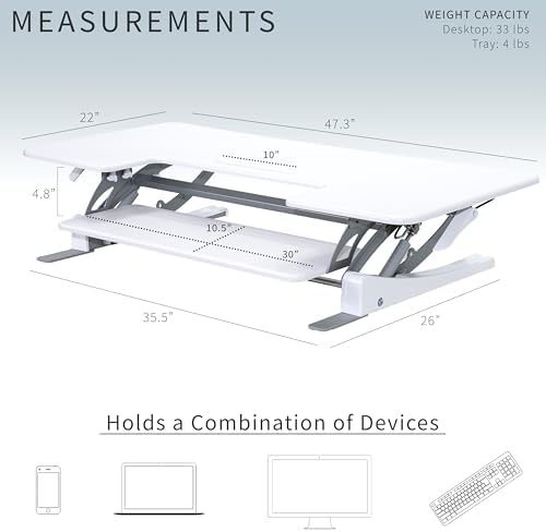 VIVO White 48 in Standing Desk Converter, DESK-V048VW - Image 3