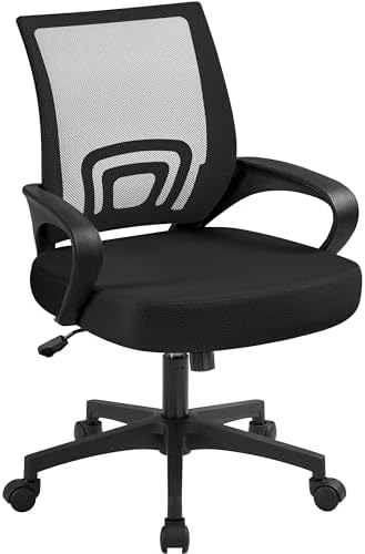 Yaheetech Mid Back Mesh Computer Office Desk Chair Adjustable Swivel, Black by Yaheetech