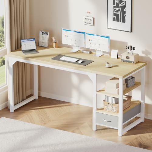 Mericonia 48 in Computer Desk with Drawer, 1" Thick Reversible Office Desk - Image 2