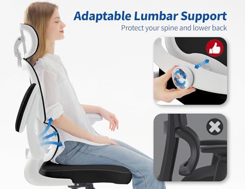 TRALT Ergonomic Office Chair Desk Chair with Adjustable Lumbar Support - Image 6
