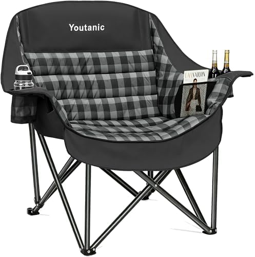 Youtanic Oversized Large Padded Camping Chair, 400 lbs Foldable Lawn Chair by Youtanic