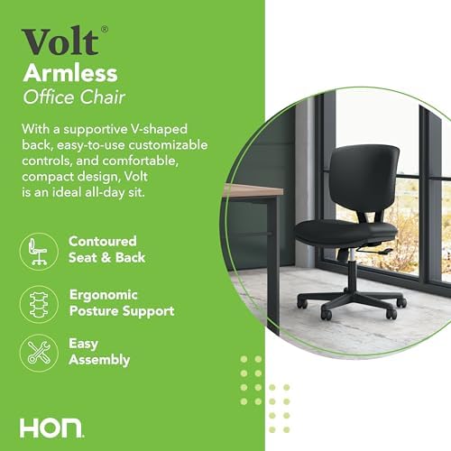 HON Volt Ergonomic Office Chair, Armless, Office Desk Computer Chair, Black - Image 3